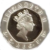 (№1996km939a) Монета Великобритания 1996 год 20 Pence (25-летие десятичной валюты, коронован Роза - 